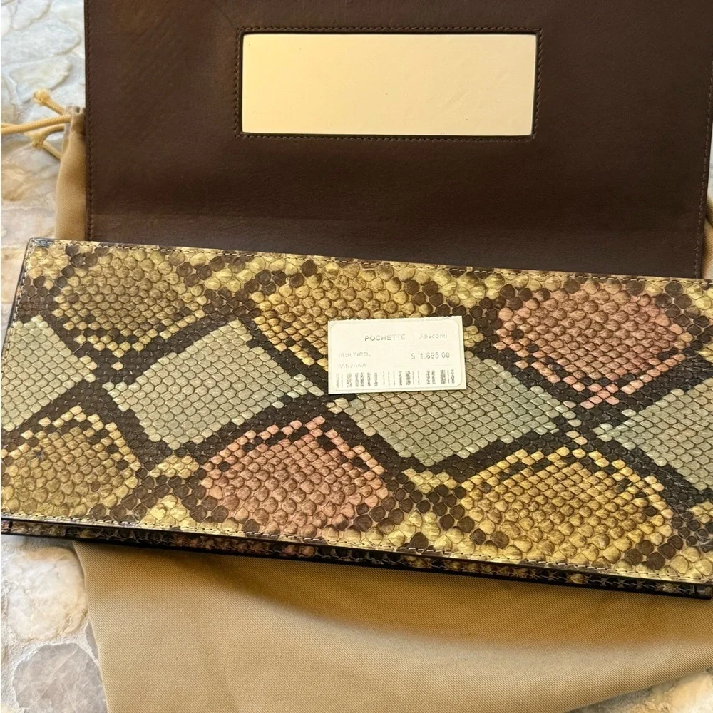 NWT RARE Perrin Snakeskin clutch